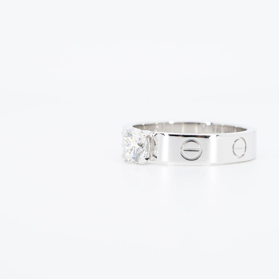 แหวน Cartier Love Solitaire Ring 0.45ct D 18K White Gold Size 50# (Used) #vrcar 6646