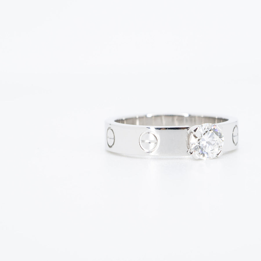 แหวน Cartier Love Solitaire Ring 0.45ct D 18K White Gold Size 50# (Used) #vrcar 6646