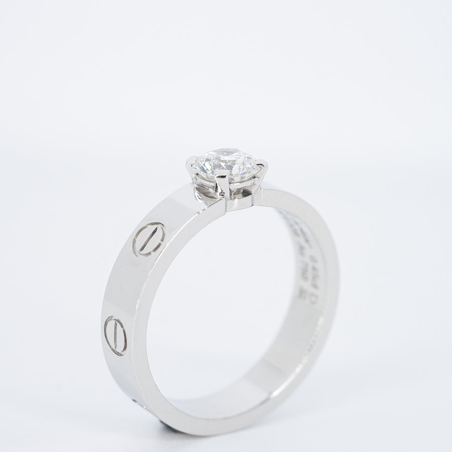 แหวน Cartier Love Solitaire Ring 0.45ct D 18K White Gold Size 50# (Used) #vrcar 6646