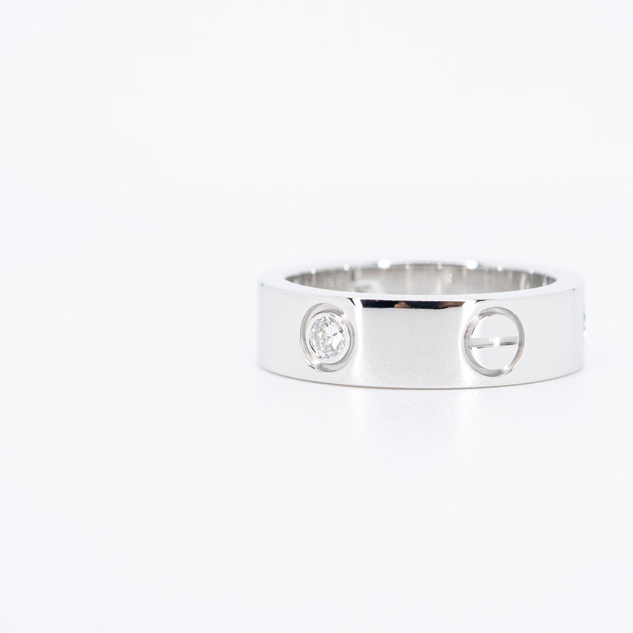 แหวน Cartier Love Ring 3 Diamonds 18K White Gold Size 53# (Used) #vrcar 6624