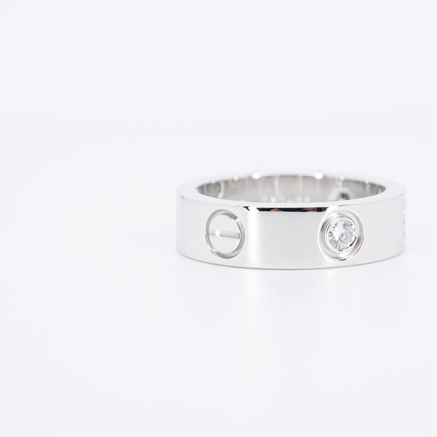 แหวน Cartier Love Ring 3 Diamonds 18K White Gold Size 53# (Used) #vrcar 6624