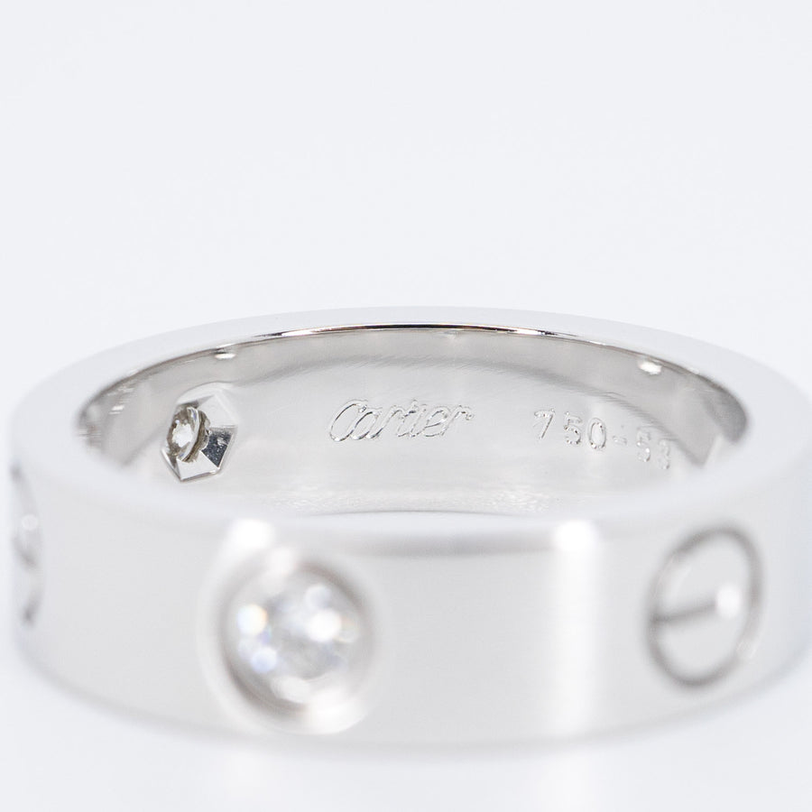 แหวน Cartier Love Ring 3 Diamonds 18K White Gold Size 53# (Used) #vrcar 6624