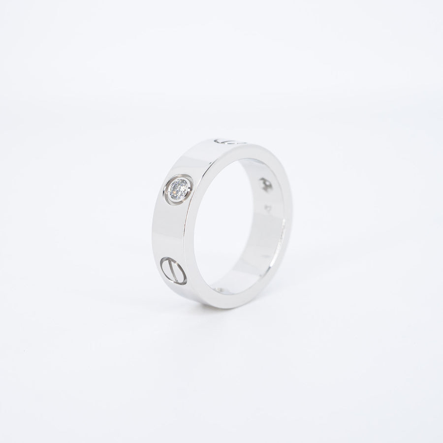 แหวน Cartier Love Ring 3 Diamonds 18K White Gold Size 53# (Used) #vrcar 6624