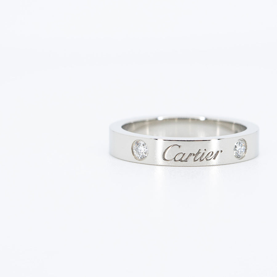 แหวน Cartier C de Cartier Band with 2Diamonds Platinum950 Size 45# (Used) #vrcarim 6566