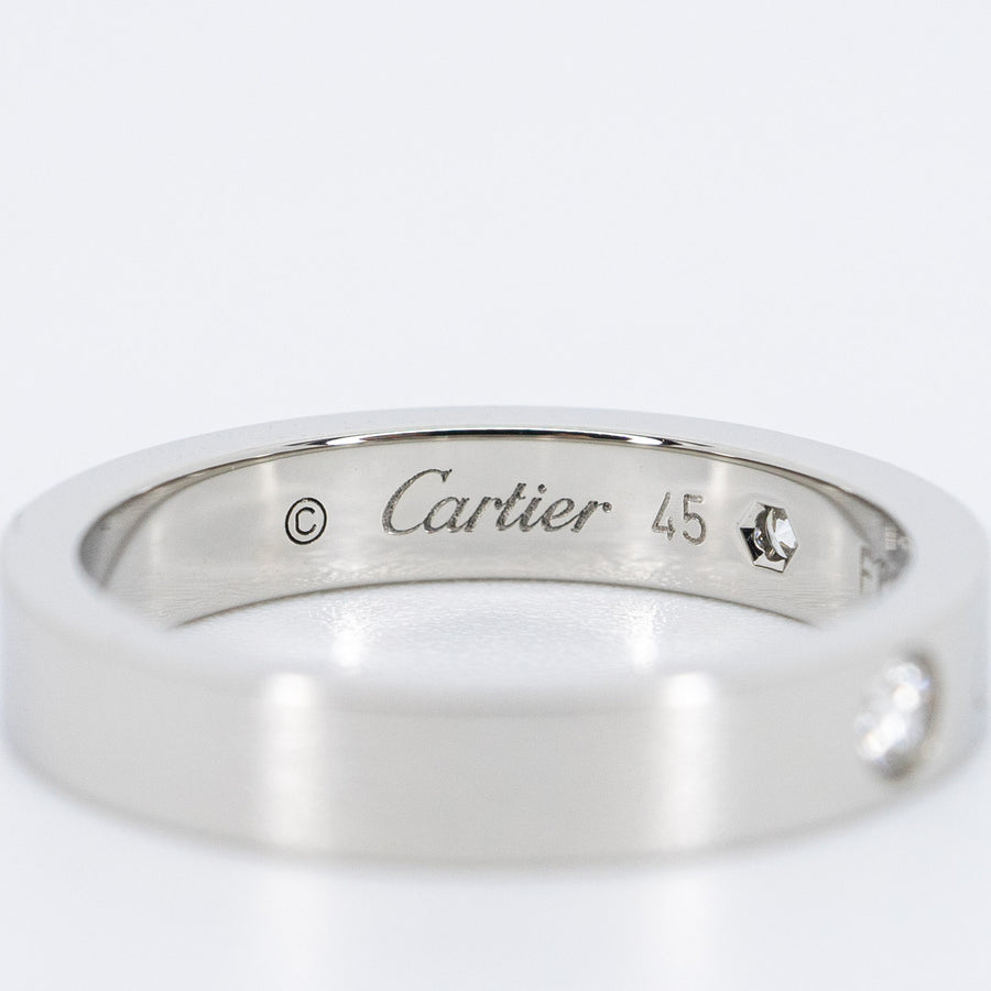 แหวน Cartier C de Cartier Band with 2Diamonds Platinum950 Size 45# (Used) #vrcarim 6566