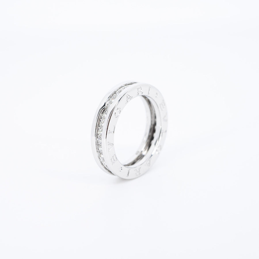 แหวน Bvlgari B.zero1 1band with Pave Diamond Eternity ring 18K White Gold Size 49# (Used) #vrbvrim 6575