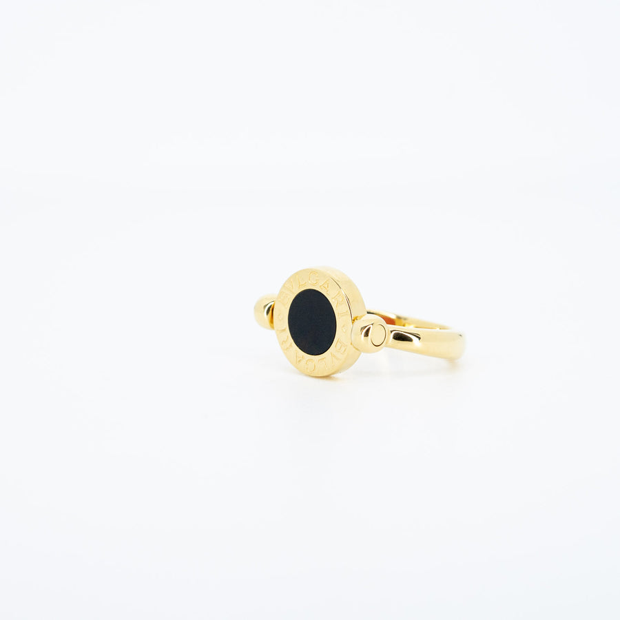 แหวน Bvlgari Bvlgari Flip Ring set with coral and onyx 18K Yellow Gold Size 48# (Used) #vrbvrim 6574 #gemstone