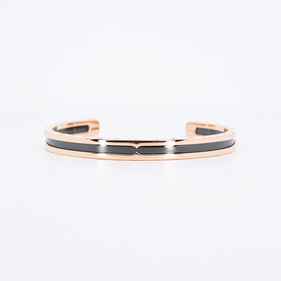 กำไล Bvlgari B.zero1 Cuff Bracelet in Rose Gold and Black Ceramic Size S# (Used) #vrbvb 6645