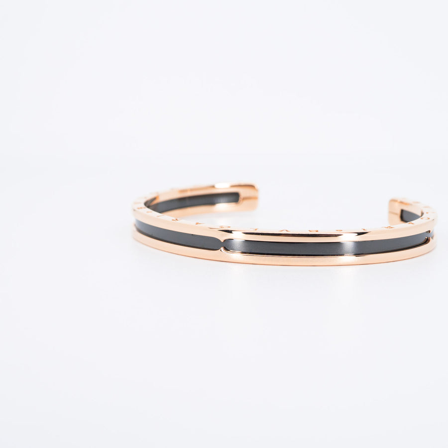 กำไล Bvlgari B.zero1 Cuff Bracelet in Rose Gold and Black Ceramic Size S# (Used) #vrbvb 6645