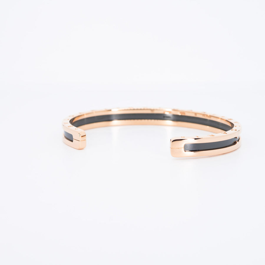 กำไล Bvlgari B.zero1 Cuff Bracelet in Rose Gold and Black Ceramic Size S# (Used) #vrbvb 6645