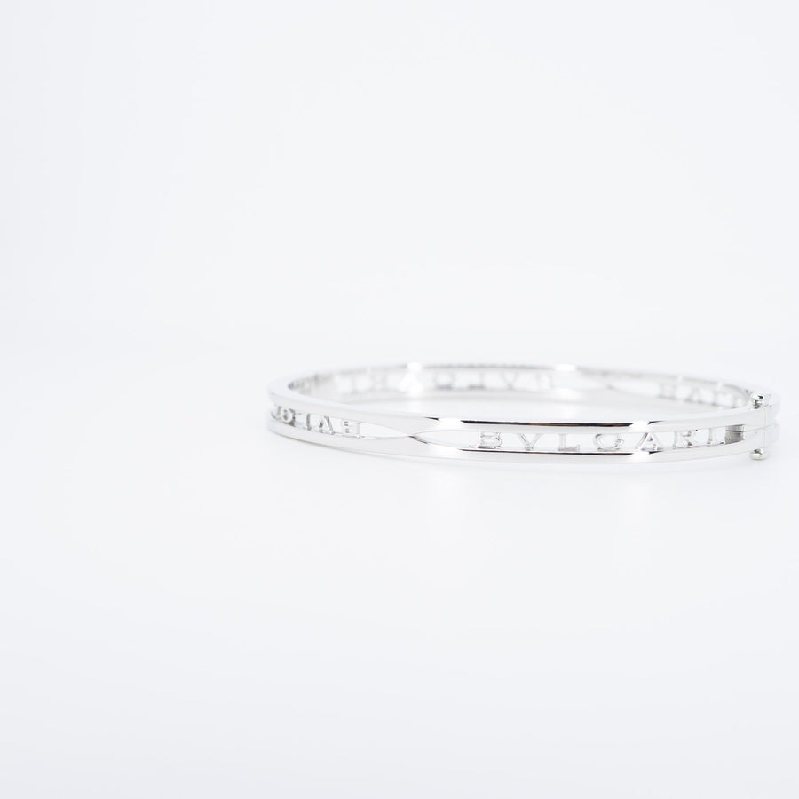 กำไล Bvlgari B.zero1 Bracelet with openwork logo spiral 18K White Gold Size M# (Used) #vrbvbim 6582