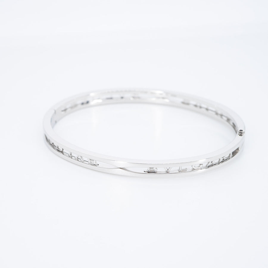 กำไล Bvlgari B.zero1 Bracelet with openwork logo spiral 18K White Gold Size M# (Used) #vrbvbim 6582