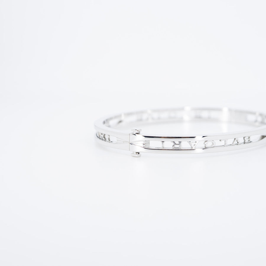 กำไล Bvlgari B.zero1 Bracelet with openwork logo spiral 18K White Gold Size M# (Used) #vrbvbim 6582