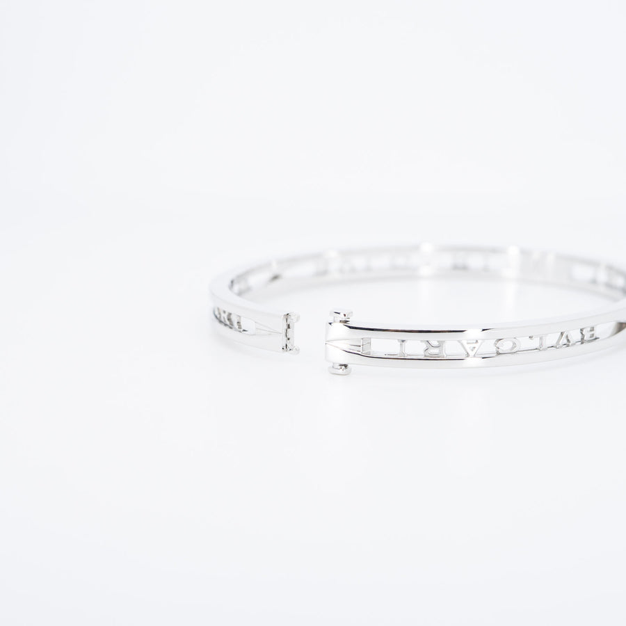 กำไล Bvlgari B.zero1 Bracelet with openwork logo spiral 18K White Gold Size M# (Used) #vrbvbim 6582