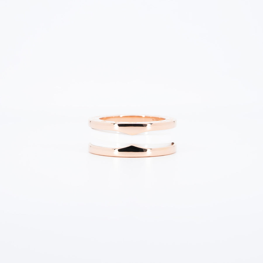 แหวน Bvlgari B.zero1 2band White Ceramic Ring 18K Rose Gold Size 51# (Used) #vrbvrim 6577