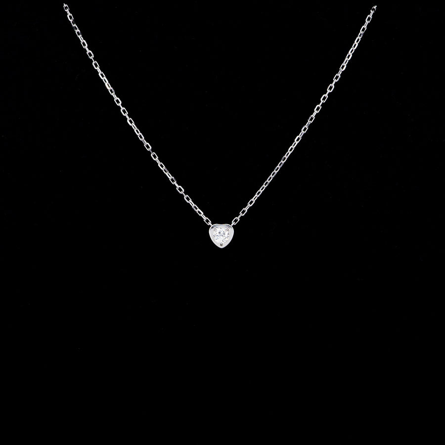 **hod k.b**สร้อยและจี้ Cartier Diamant Léger de Heart 1 Diamond Necklace 18K White Gold Size 37.5-40.5 cm.# (Used) #vrcanlim 6604