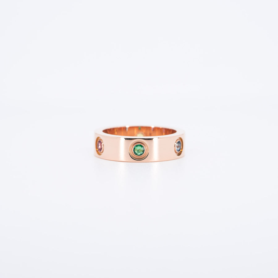 แหวน Cartier Love Ring with Sapphires Garnets Amethyst 18K Rose Gold Size 53# (Used) #vrcarim 6461