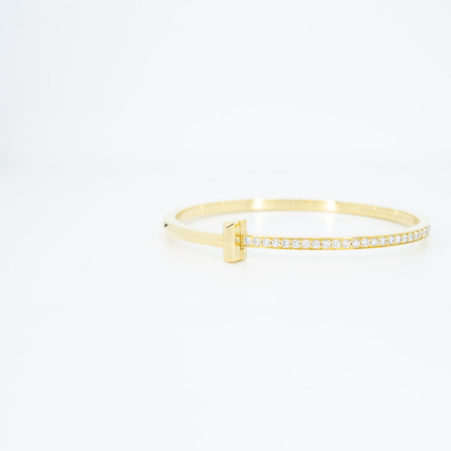 กำไล Tiffany & Co. Tiffany T1 Narrow Diamond Hinged Bangle 18K Yellow Gold Size 15# (Used) #vrti 0774