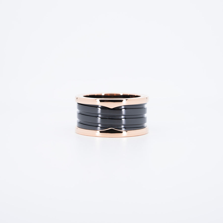 แหวน Bvlgari B.zero1 4band Black Ceramic Ring 18K Rose Gold Size 61# (Used) #vrbvr 6724