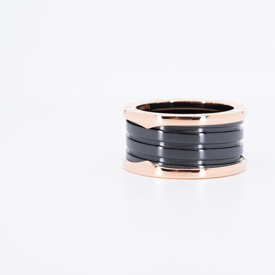 แหวน Bvlgari B.zero1 4band Black Ceramic Ring 18K Rose Gold Size 61# (Used) #vrbvr 6724