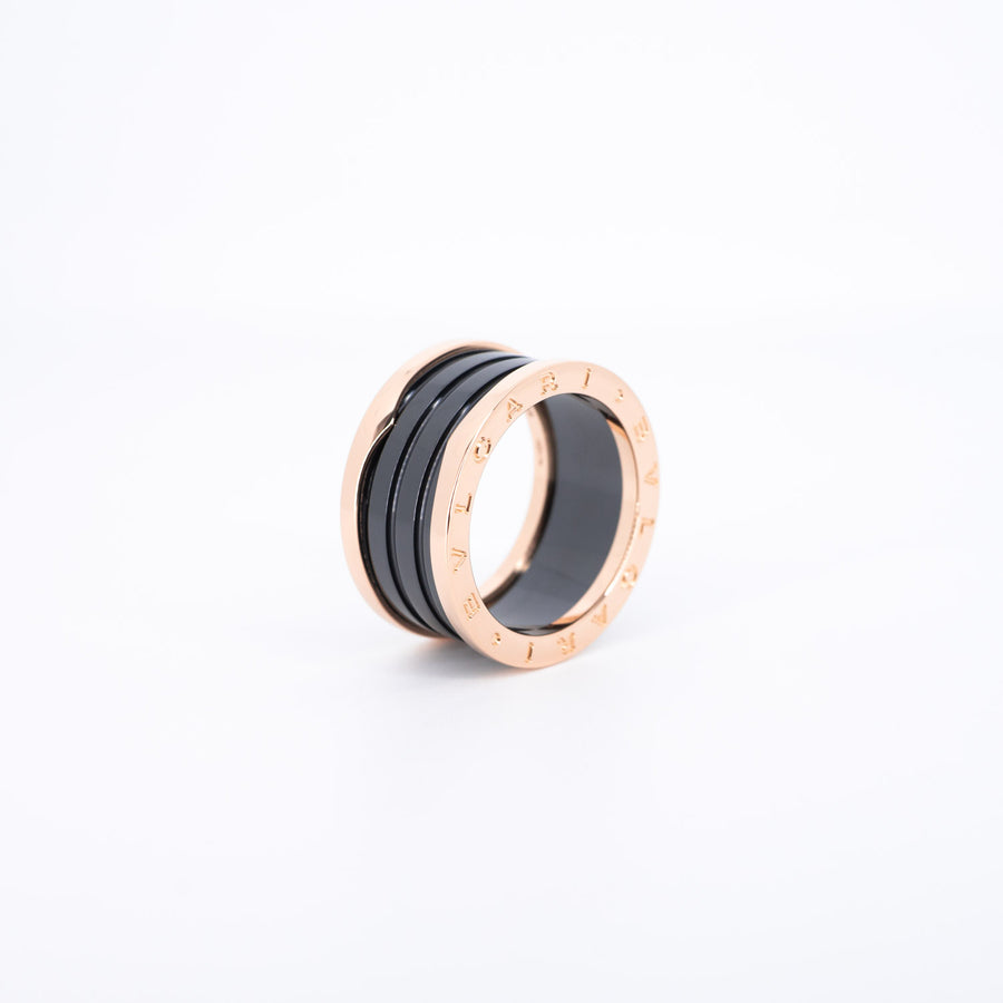 แหวน Bvlgari B.zero1 4band Black Ceramic Ring 18K Rose Gold Size 61# (Used) #vrbvr 6724