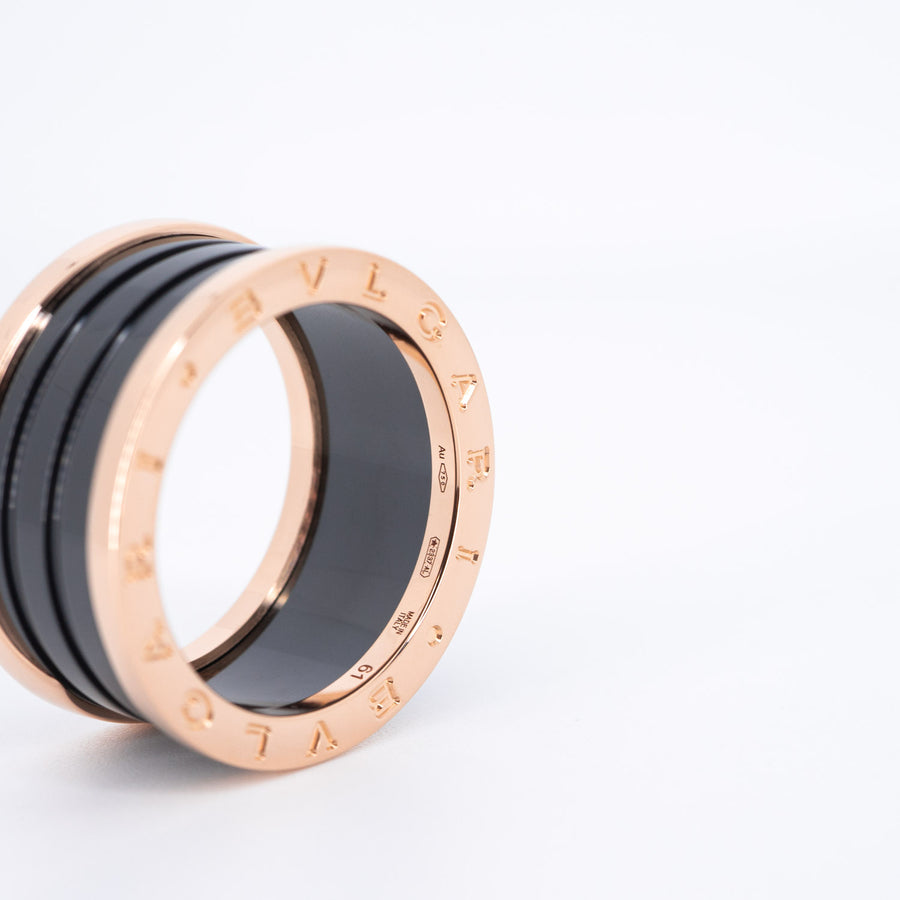 แหวน Bvlgari B.zero1 4band Black Ceramic Ring 18K Rose Gold Size 61# (Used) #vrbvr 6724