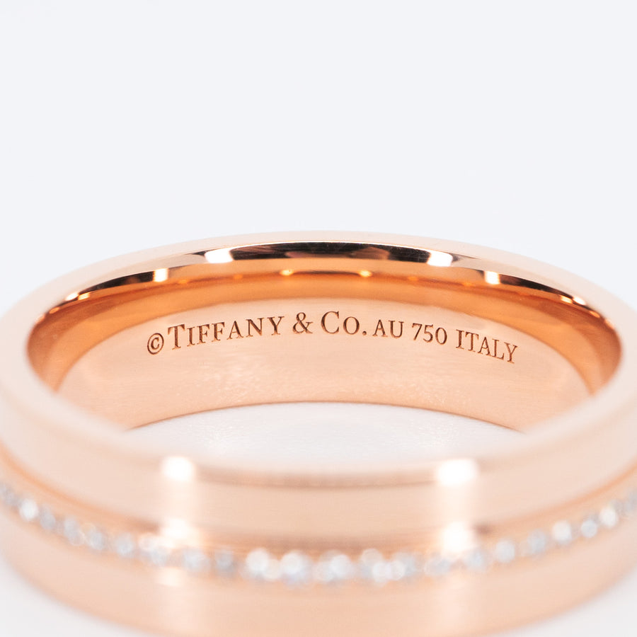 แหวน Tiffany & Co. Tiffany T Narrow Diamond Ring 18K Rose Gold Size 53# (Used) #vrtir 6726