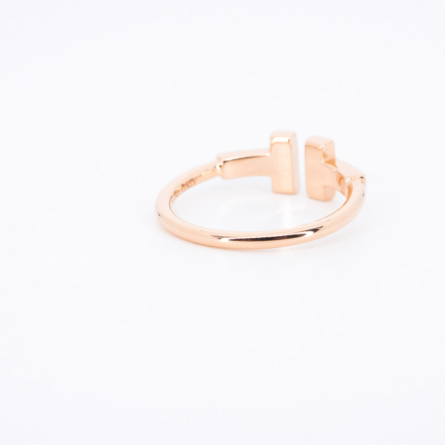 แหวน Tiffany & Co. Tiffany T Diamond Wire Ring 18K Rose Gold Size 49# (Used) #vrti 0782