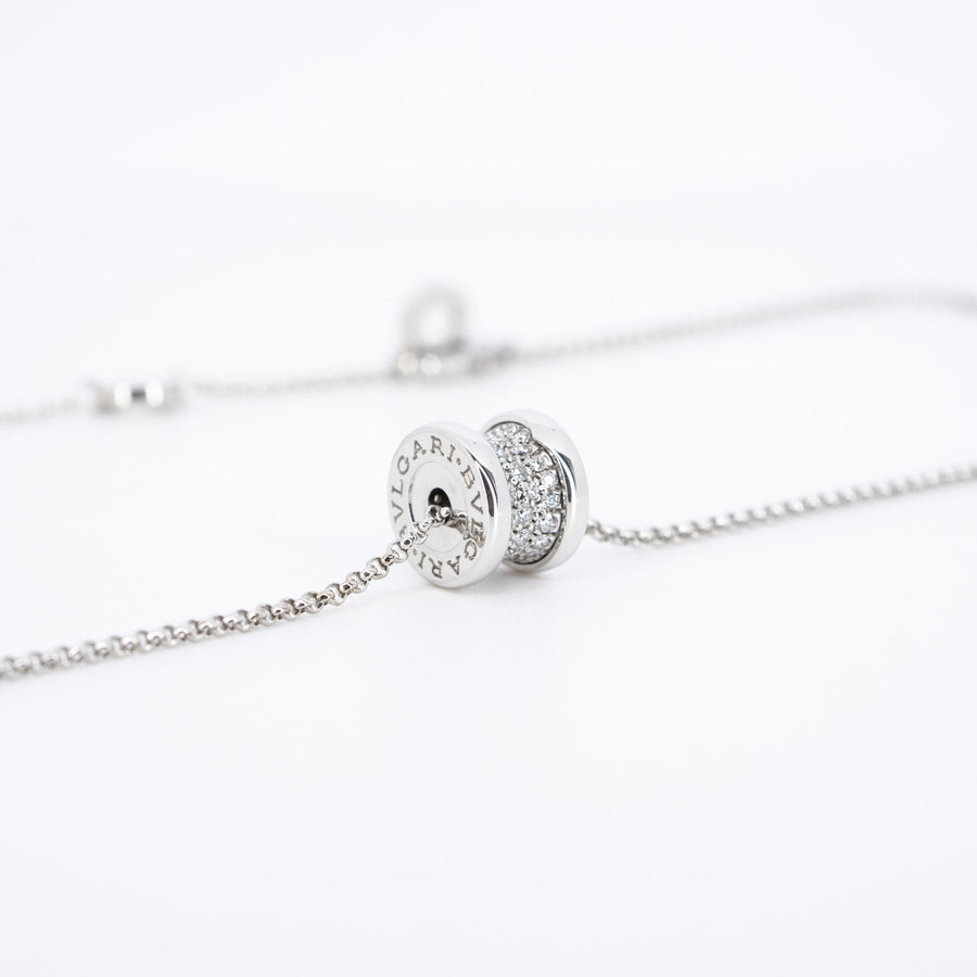 สร้อยและจี้ Bvlgari B.zero1 mini necklace with pavé diamonds 18K White Gold Size 39-44cm.# (Used) #vrbvnl 6717