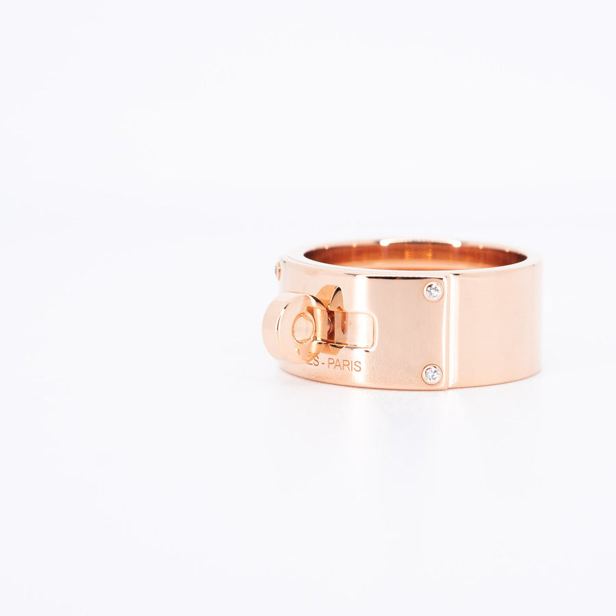 แหวน Hermes Kelly ring with diamond 0.2ct, Large Model 18K Rose Gold Size 48# (Used) #vrhe 0779