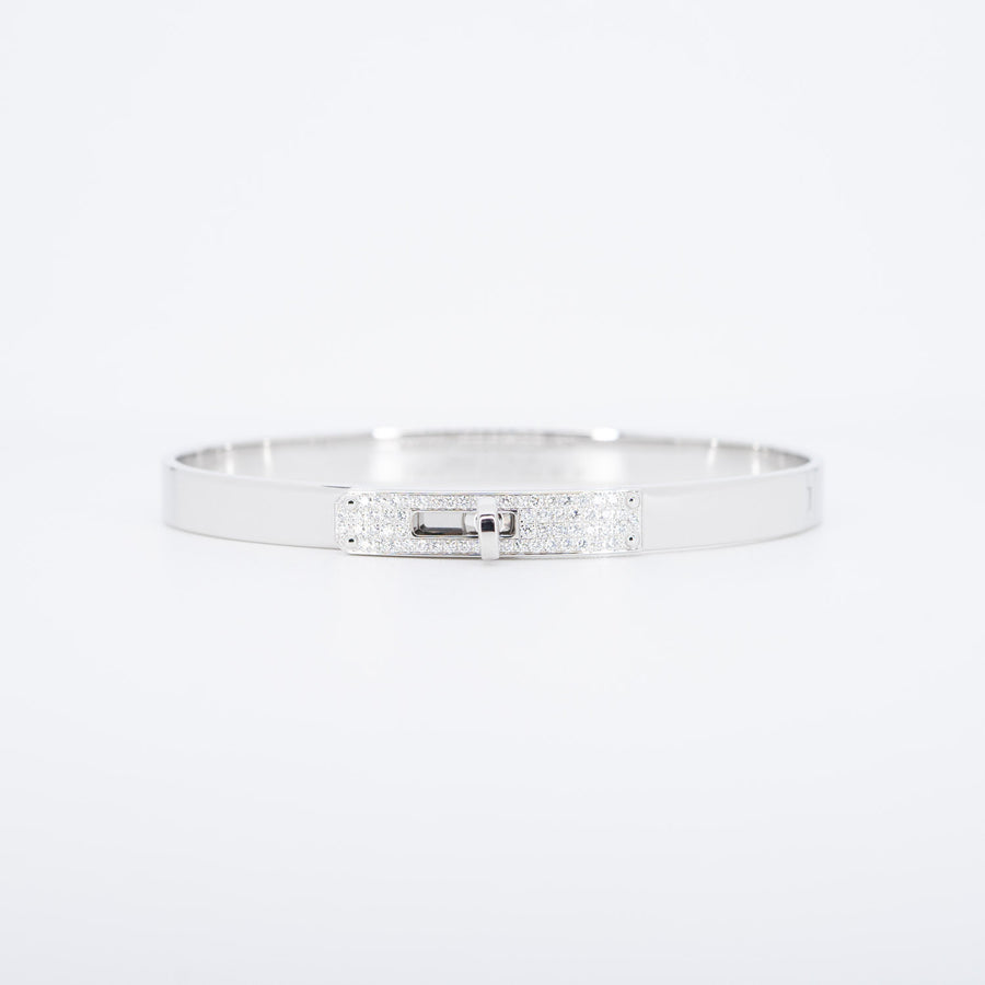 กำไล Hermes Kelly bracelet with diamond 0.36 ct, Small Model 18K White Gold Size ST# (Used) #vrhe 0780