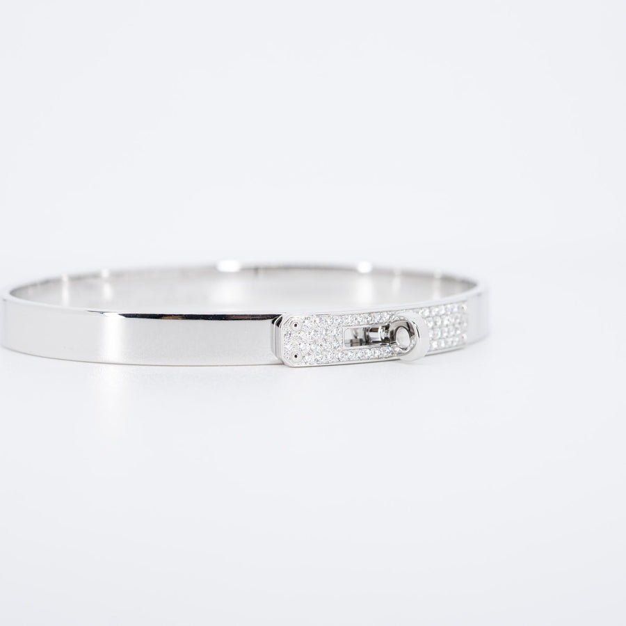 กำไล Hermes Kelly bracelet with diamond 0.36 ct, Small Model 18K White Gold Size ST# (Used) #vrhe 0780