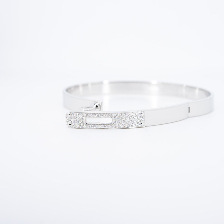 กำไล Hermes Kelly bracelet with diamond 0.36 ct, Small Model 18K White Gold Size ST# (Used) #vrhe 0780