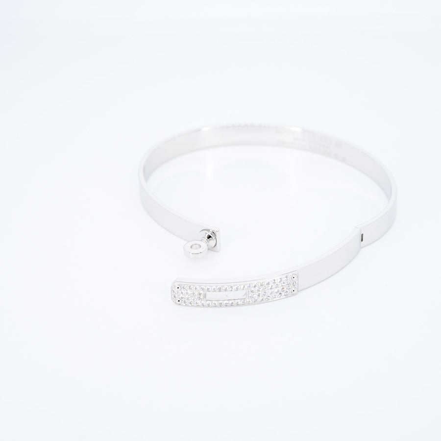 กำไล Hermes Kelly bracelet with diamond 0.36 ct, Small Model 18K White Gold Size ST# (Used) #vrhe 0780