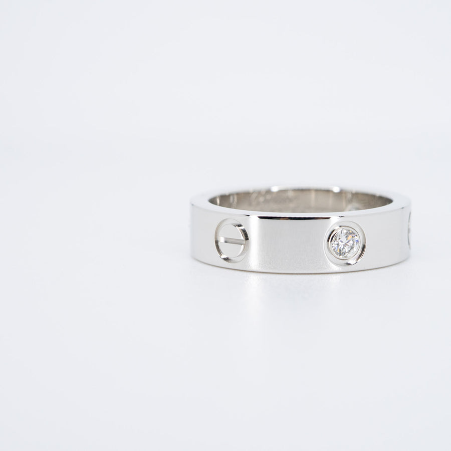 แหวน Cartier Love 3Diamonds Ring 18K White Gold Size 56# (Used) #vrcarim 6617