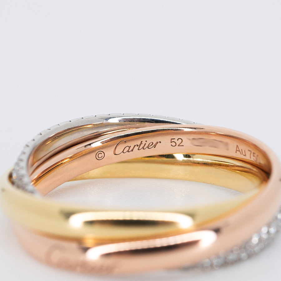 แหวน Cartier Trinity ring, small model with diamonds totaling 0.46 carats 18K 3 Colors Size 52# (Used) #vrcalrfim 6686