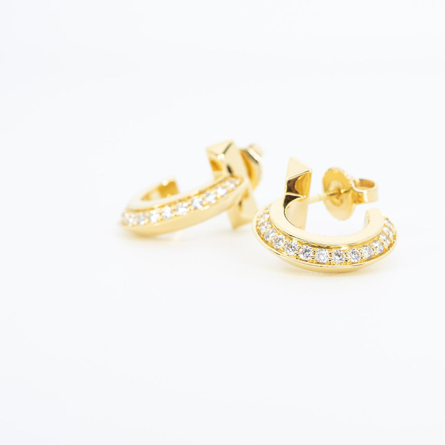 ต่างหู Tiffany & Co. Tiffany T1 Hoop Earrings with Diamonds 18K Yellow Gold (Used) #vrti 0783