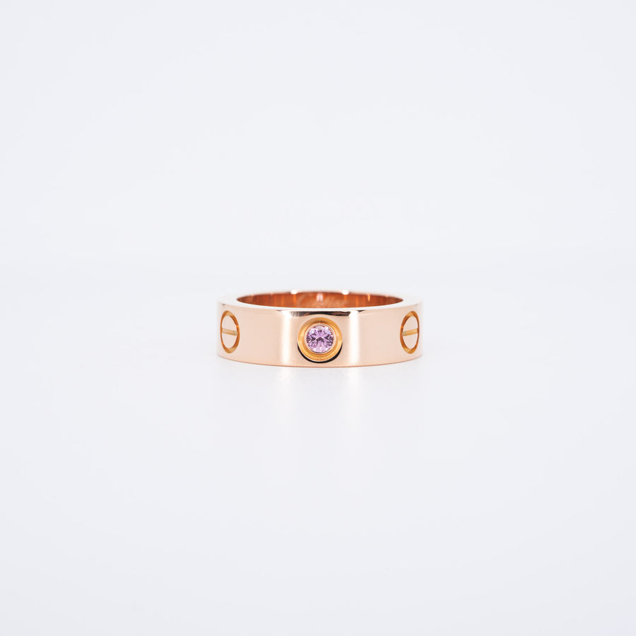 แหวน Cartier Love Pink Sapphire Ring 18K Rose Gold Size 52# (Used) #vrcarim 6690