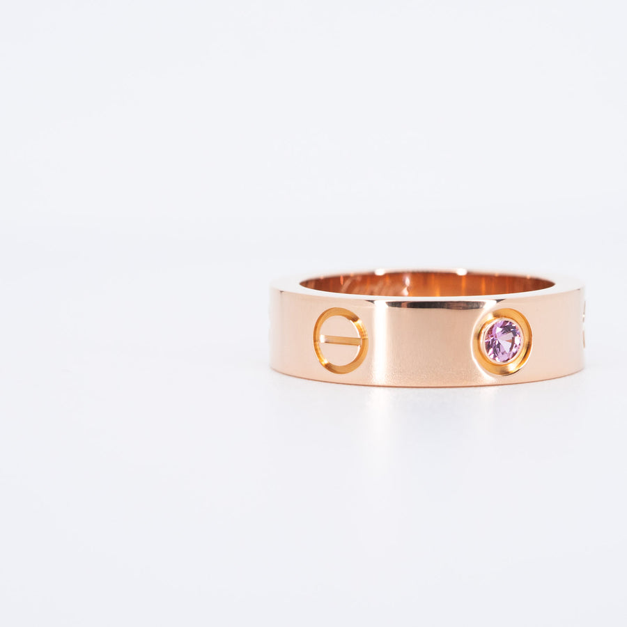 แหวน Cartier Love Pink Sapphire Ring 18K Rose Gold Size 52# (Used) #vrcarim 6690