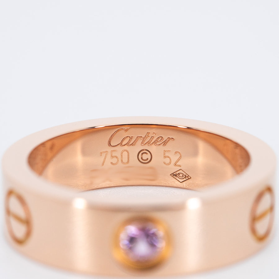 แหวน Cartier Love Pink Sapphire Ring 18K Rose Gold Size 52# (Used) #vrcarim 6690