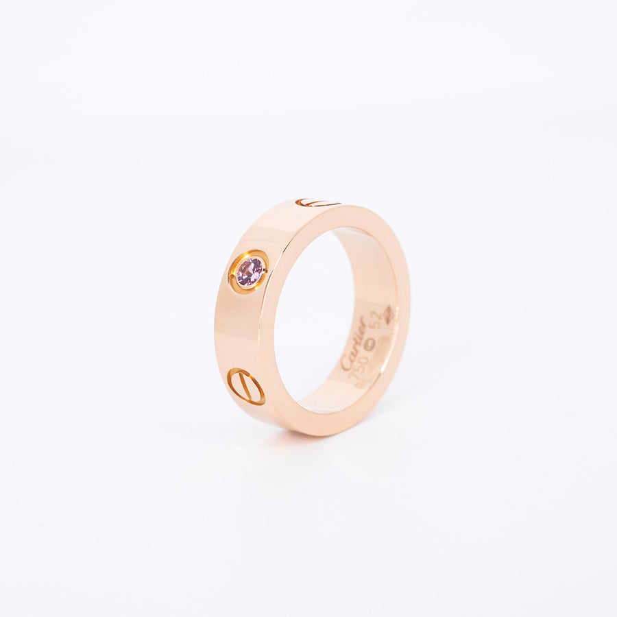 แหวน Cartier Love Pink Sapphire Ring 18K Rose Gold Size 52# (Used) #vrcarim 6690