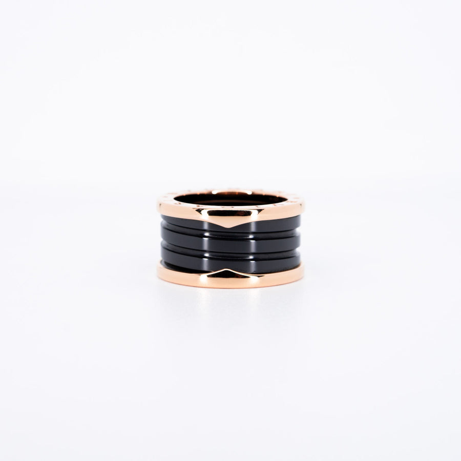 แหวน Bvlgari Bvlgari B.zero1 4band Black Ceramic Ring 18K Rose Gold Size 55# (Used) #vrbvr 6744