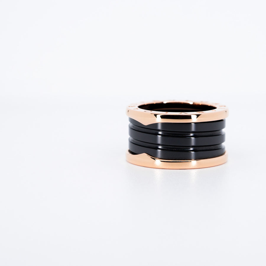 แหวน Bvlgari Bvlgari B.zero1 4band Black Ceramic Ring 18K Rose Gold Size 55# (Used) #vrbvr 6744