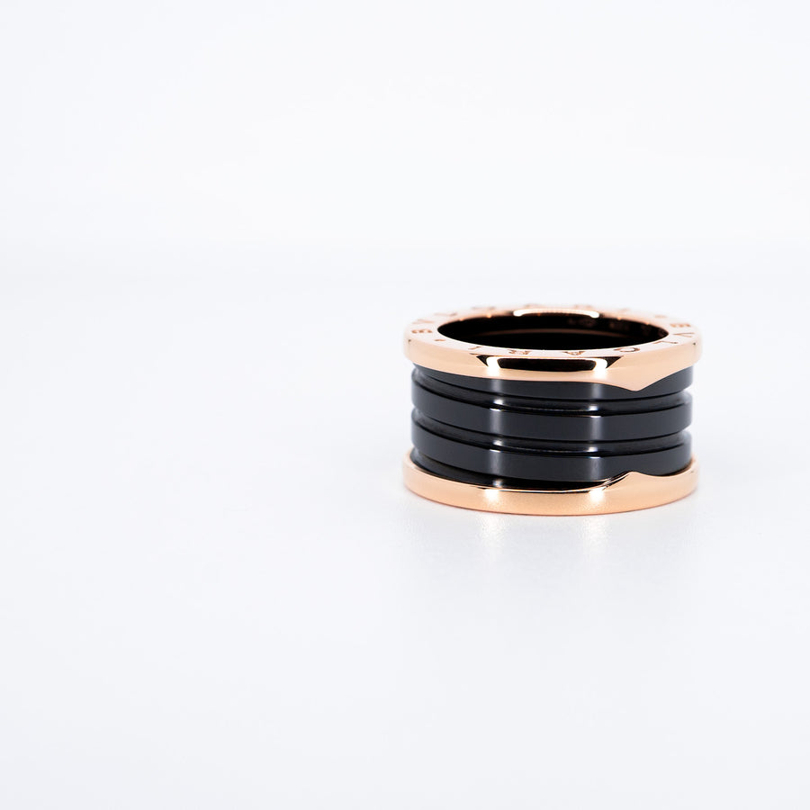 แหวน Bvlgari Bvlgari B.zero1 4band Black Ceramic Ring 18K Rose Gold Size 55# (Used) #vrbvr 6744