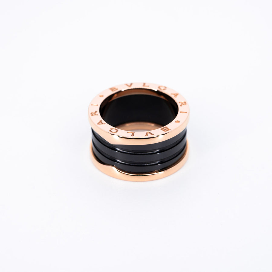 แหวน Bvlgari Bvlgari B.zero1 4band Black Ceramic Ring 18K Rose Gold Size 55# (Used) #vrbvr 6744