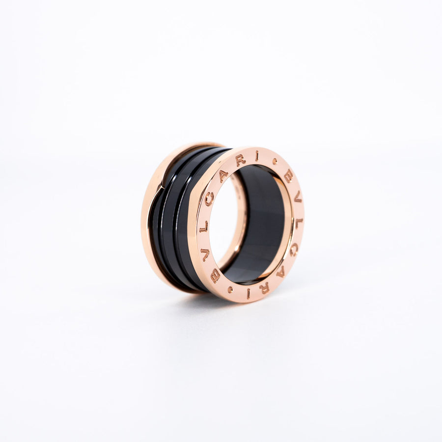 แหวน Bvlgari Bvlgari B.zero1 4band Black Ceramic Ring 18K Rose Gold Size 55# (Used) #vrbvr 6744