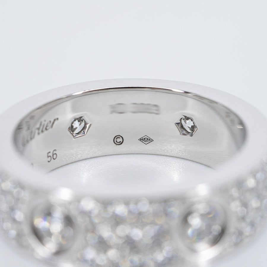 แหวน Cartier Love Ring Classic Model Paved with 6Diamonds 18K White Gold Size 56# (Used) #vrcalrfim 6688