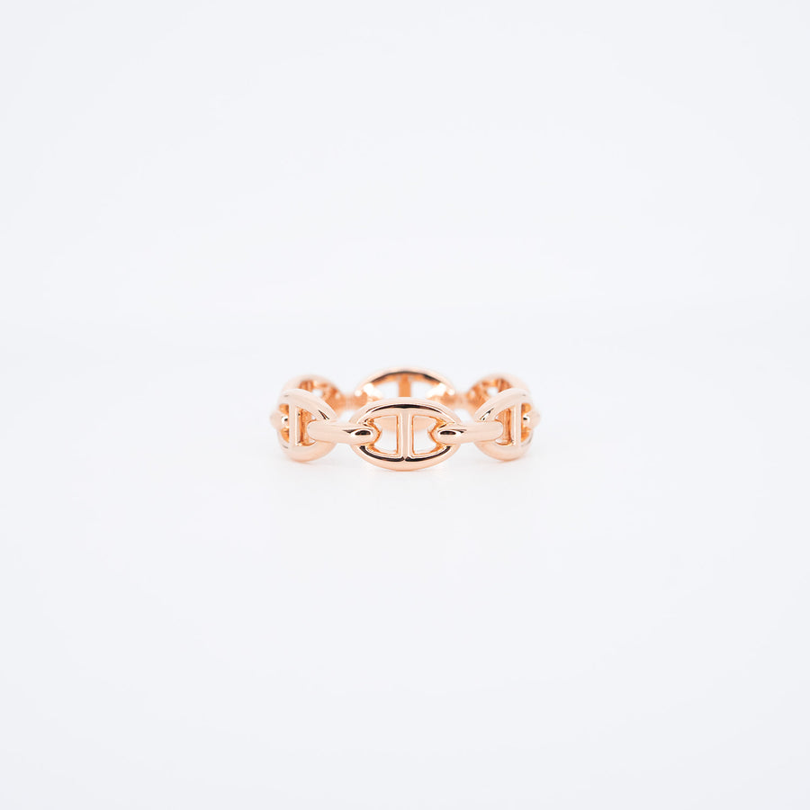 แหวน Hermes Chaine D'Ancre Enchainee Ring, Small Model 18K Rose Gold Size 56# (Used) #vrher 6750