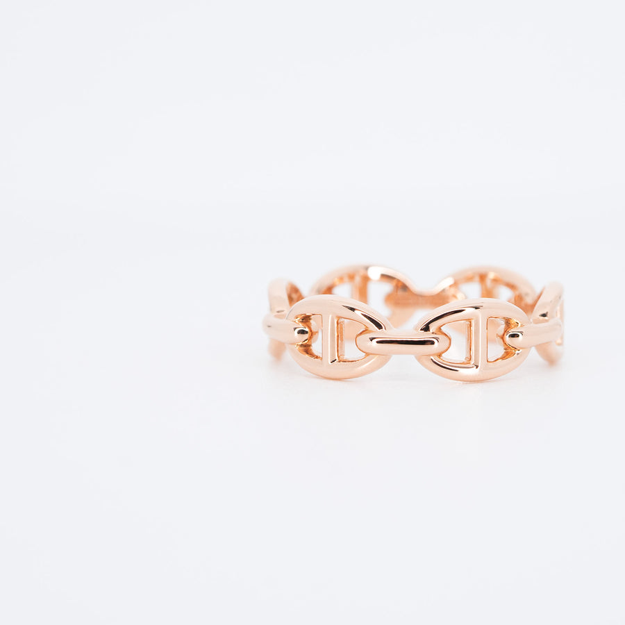 แหวน Hermes Chaine D'Ancre Enchainee Ring, Small Model 18K Rose Gold Size 56# (Used) #vrher 6750