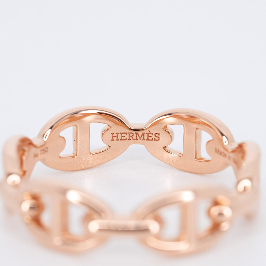 แหวน Hermes Chaine D'Ancre Enchainee Ring, Small Model 18K Rose Gold Size 56# (Used) #vrher 6750